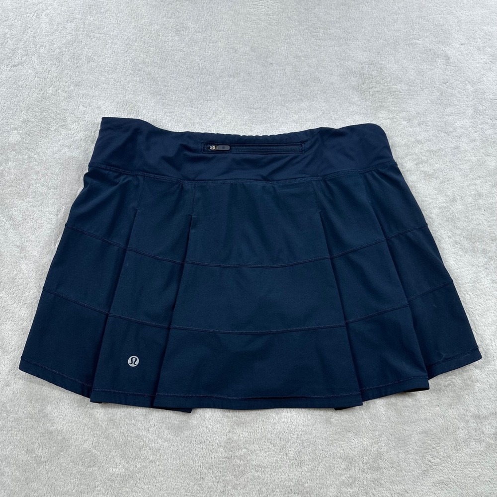 Lululemon Pace Rival Skort Womens 8 Navy Blue Pleated Back Athletic Skirt Preppy